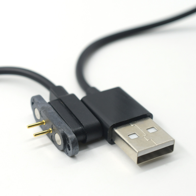 手表充電磁吸頭2pin智能手環(huán)充電觸點(diǎn)磁吸連接器底座公頭大電流3W